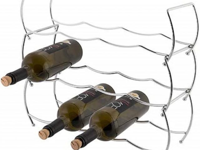 axentia Wine Holder, Chrome Steel Wire Wine Rack for 12 Bottles, Wine Rack Approx. 43 x 42 x 15 cm, Silver