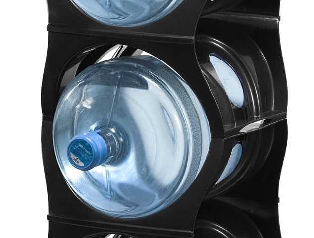 Bariboo – Stackable 19 Litre Water Bottle Rack for Kitchen, Cupboard and Office, Reinforced Polypropylene (3 Black Shelves)