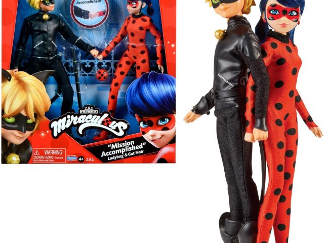 BANDAI – Miraculous Ladybug and Cat Noir – Pack of 2 Dolls – Ladybug and Cat Noir – Multicoloured – Articulated Dolls 26 cm – P50365