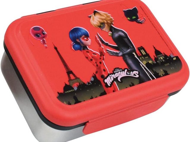 Fun House MIRACULOUS Ladybug 006086 Snack Box Stainless Steel 6.5 x 17 x 13.5 cm Red