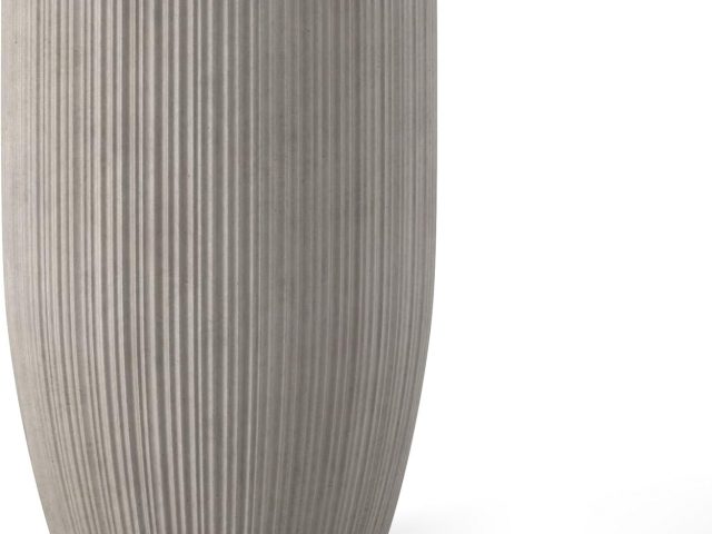 Kante 24 Inch Tall Round Concrete Planter, Large Indoor Outdoor Plant Pots with Drainage Hole and Rubber Plug, Modern Decorative Garden Pots for Home Patio Porch, Textured Weathered Concrete