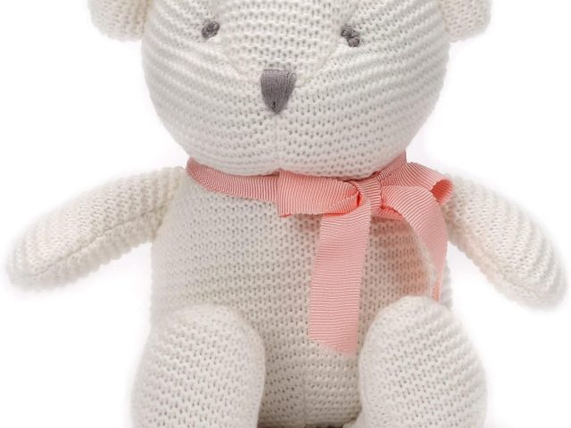 FLUFFYFUN Teddy Bear White 16.5 cm, Baby Plush 100% Organic Cotton