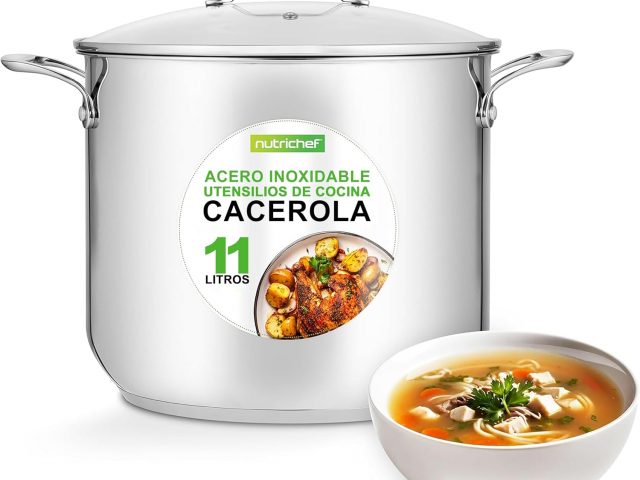 Nutrichef Large induction pot, 12 quarts, 18/8 stainless steel, Induction, Lid, Broth, Stew