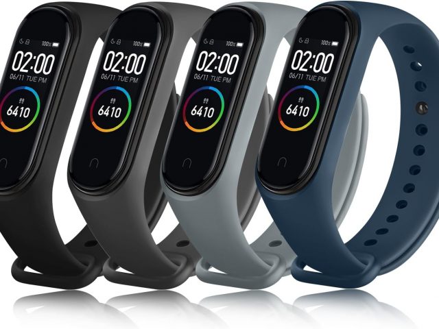 Tobfit 4 Pieces Straps for Xiaomi Mi Band 4 / Xiaomi Mi Band 3 Women Men, Silicone Strap, Adjustable Sports Replacement Wristbands for Xiaomi Mi Band 4 / Mi Band 3