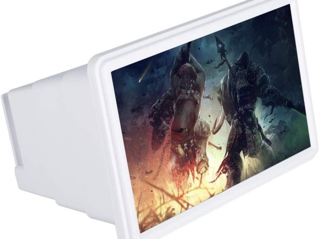 Smartphone Screen Magnifier Cell Phone Screen Magnifier 3X Zoom Phone Holder Optical Magnifier Magnifier for Cell Phone, white