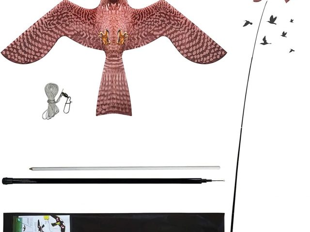 Laptony Scarecrow Flying Kite Crops Bird Protector Falcon Flying Kite for Garden and Farm Kite with Telescopic Pole 4 m