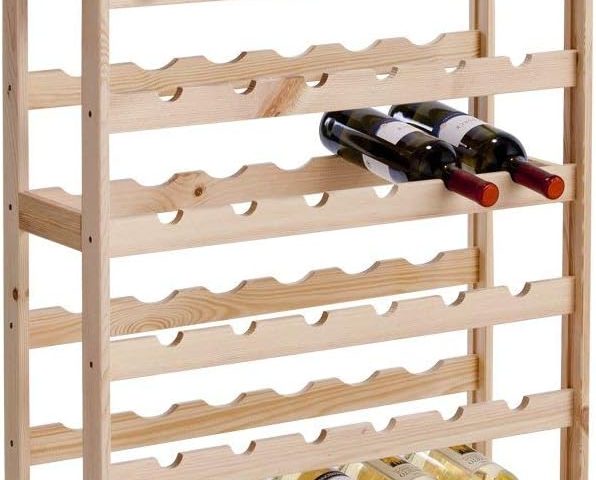 Zeller 13165 Wine Rack for 54 Bottles, Wood, Brown, 67.5 x 25 x 118 cm