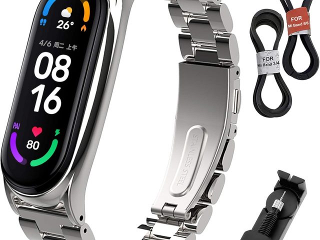 BDIG Compatible Mi Band 5 Metal Straps, Nice Stainless Steel Bracelet for Mi Band 5 Strap (No Host)