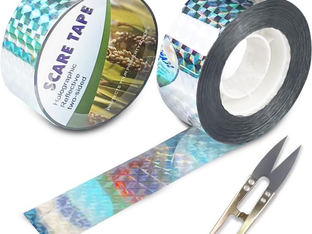 Fousenuk 2 Rolls Bird Repellent Tape, Double-Sided Reflective Tape 2.2 cm x 80 m for Bird Scaring, Bird Deterrent Bird Repellent for Balconies, Garden, Terrace, Farm