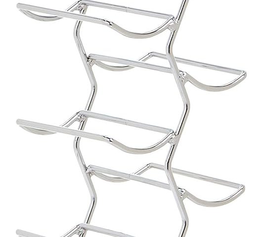Amazon Basics Modern Style 12 Bottle Wine Rack Large Chrome Silver